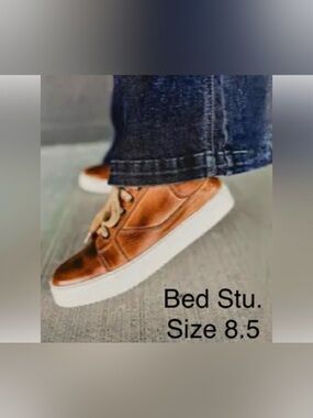 BED|STU Leather Sneakers in Cognac all leather- authentic-NEW 8-1/2